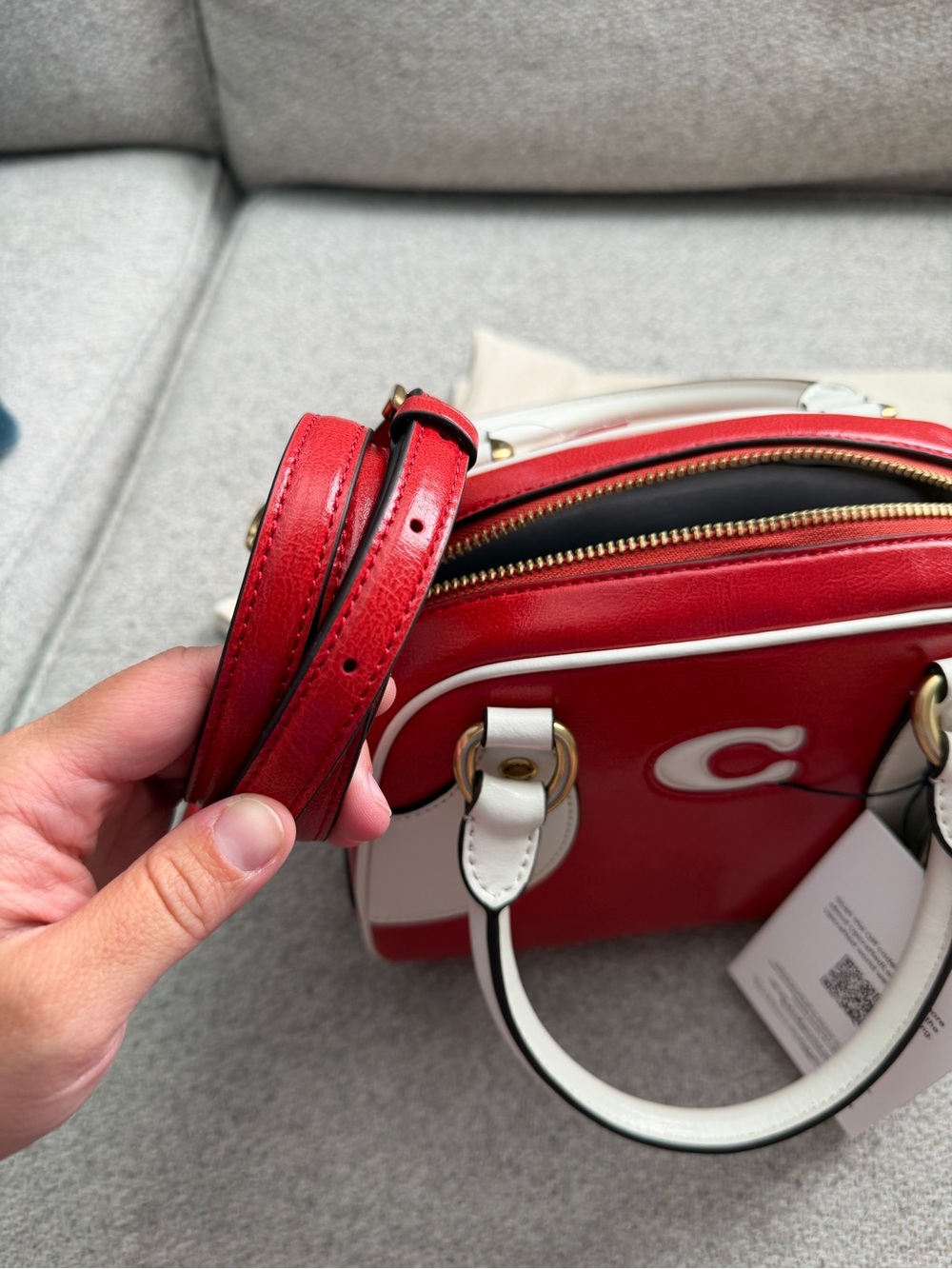 Coachtopia Bowling Bag Red/White | NWT | Crossbody Satchel | Dust Bag Included - Picture 8 of 9